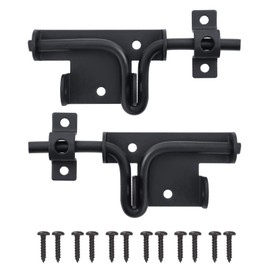 Heavy Duty 2 Way Thickeness Slide Bolt Gate Latch with Square Hole Black Door Locks Gate Latches for Wooden Fences Barn and Yard Door (Cicular Hole, 2)