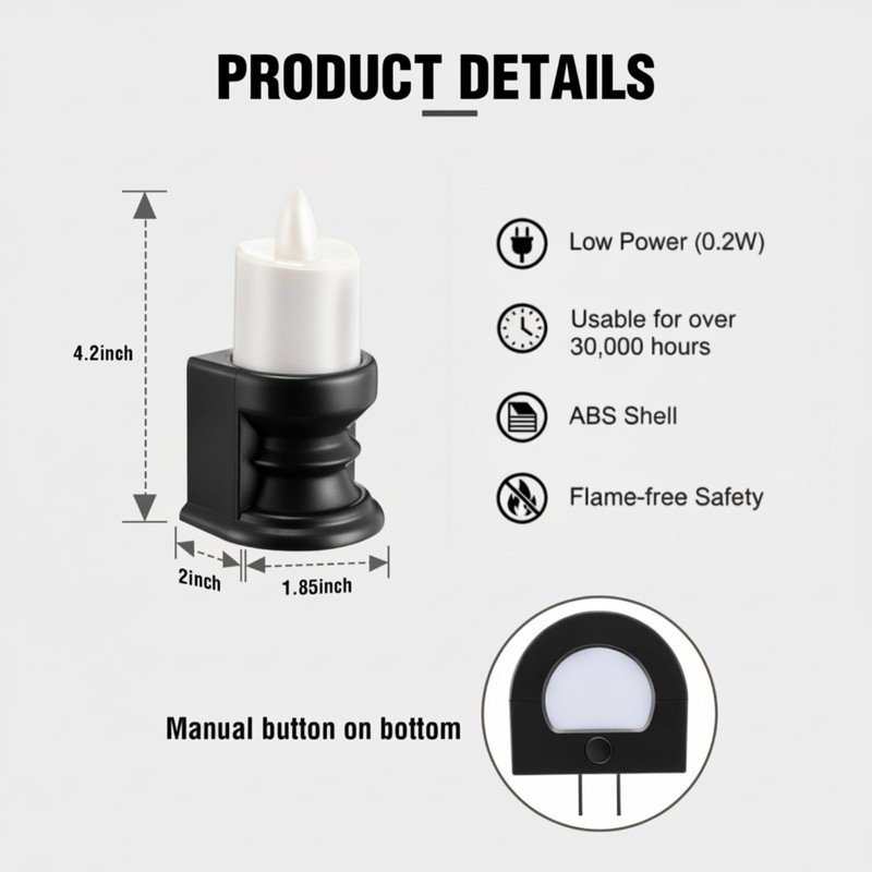 Meonum Flickering Flameless Candle Night Light Plug in, Dimmable LED