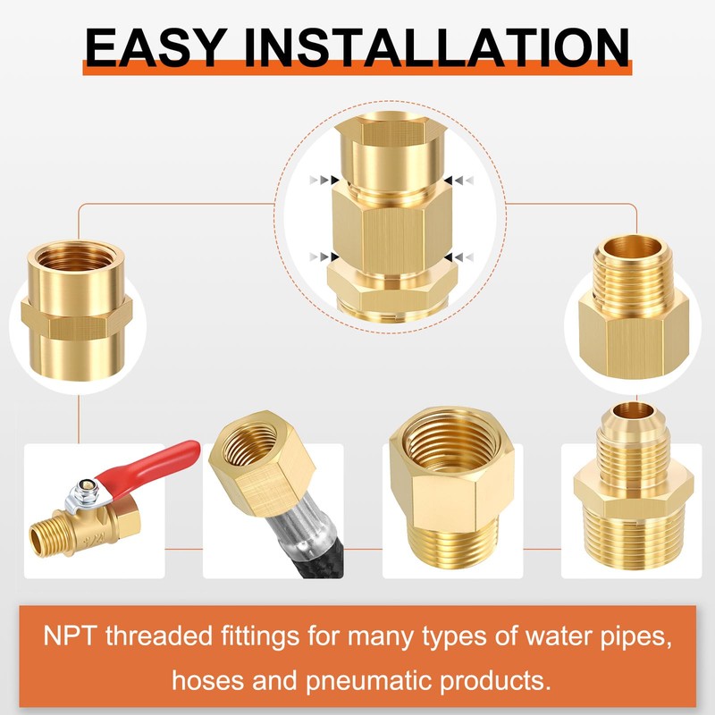 Rebower 10 Pack FeMale to FeMale Adapter, 1/2" FNPT x