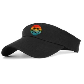 Cool Skull Sunset Beach Visors for Women Black Running Visor for Men Stylish Comfortable UV Protection Summer Beach Hat Adjustable Tennis Visor Hats for Women Empty Top Ball Caps Fit Sport
