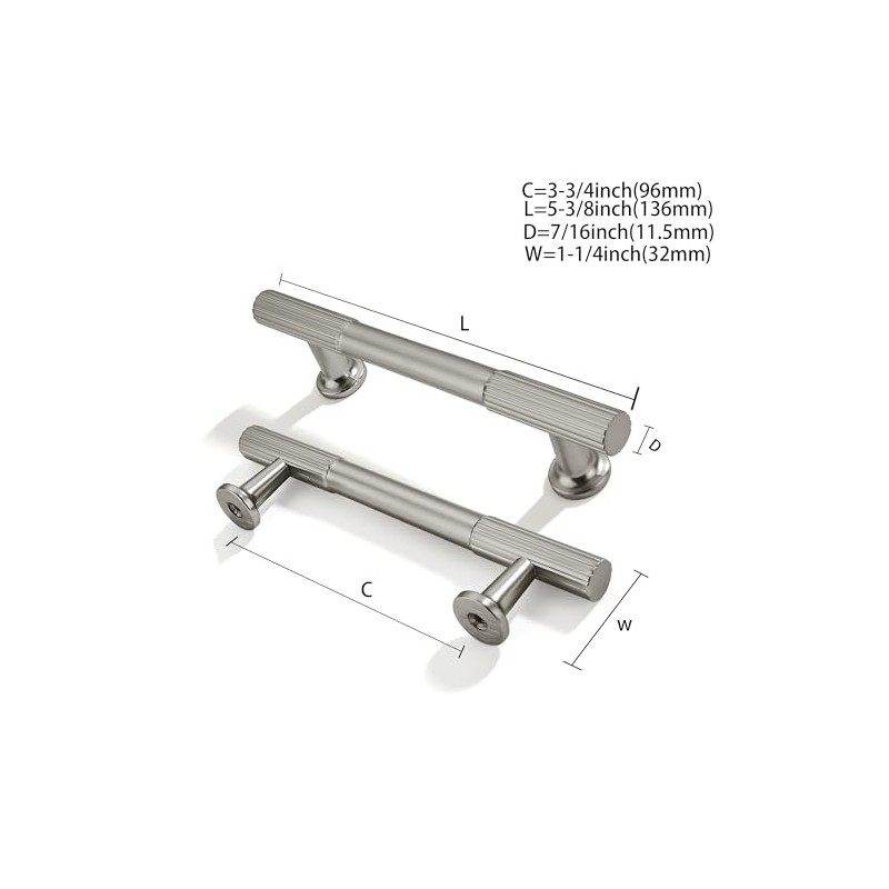 ZAUYX 2-Pack 3-3/4 Inch Hole Center Brushed Satin Nickel Cabinet