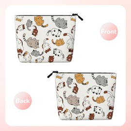 MINIOZE Cute Little Cat Tail Makeup Bag Travel Cosmetic Bag Organizer Toiletry Bag Make Up Bags For Women Girls Large Light