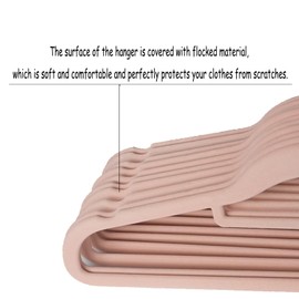 Vastsea Pack of 10 Suit Hangers Made of Plastic, Non-Slip Clothes Hangers 360°, Good Load Capacity Clothes Hangers, Flocked, Can Be Used for Coats, Dresses, Shirts (Pink)
