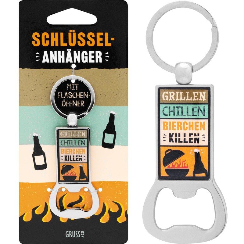 GRUSS & CO Bottle Opener "Grillen, Chillen, Bierchen Killen", multicoloured,