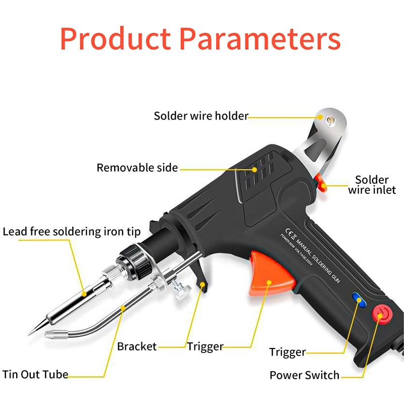 Soldering Iron Kit, 60W Soldering Gun Automatic Hand-held Solder Gun