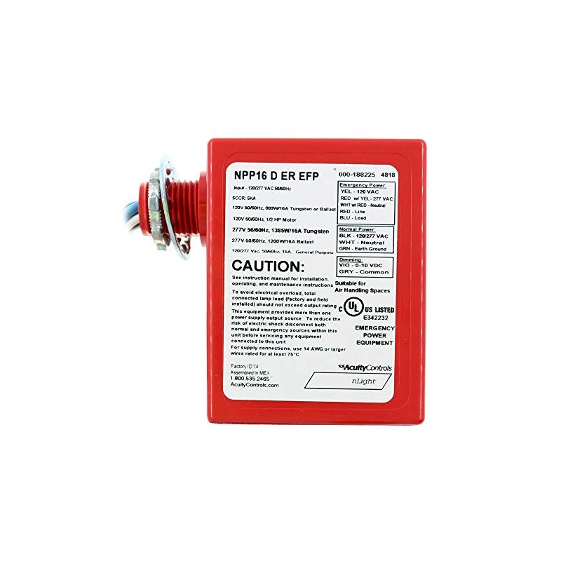 Sensor Switch NPP16-D-ER-EFP nLight Relay Emergency Power Pack, 100/277V