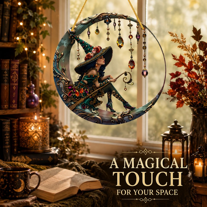 Witch Moon Window Hanging Decor for Home – 8 Inch