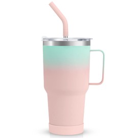 Zenbo 30oz Stainless Steel Tumbler with Handle, Lid & Straw | Keeps Drinks Cold 36hrs, Sweat-Proof, Dishwasher Safe