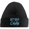 Hippowarehouse Retired Chav Embroidered Beanie Hat Black with Baby Blue