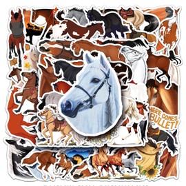 YSJCHEBS Pack of 100 horse stickers, cartoon graffiti stickers, creative waterproof stickers, decorative stickers, seal stickers, can decorate computers, suitcases, skateboards etc.