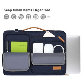 MOSISO 360 Protective Laptop Shoulder Bag, 13.3 inch Computer Bag Compatible with MacBook, HP, Dell, Lenovo, Asus Notebook, Side Open Messenger Bag with 4 Zipper Pockets & Handle, Navy Blue