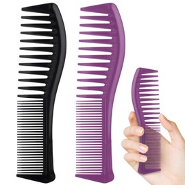 2PCS Detangling Hair Comb for Women, 2-Sided Plastic Hairstyle Comb With Wide and Fine Teeth, All-Purpose Hair Comb for Thin, Thick, Curly, Straight Hair - For Men & Women Combing, Hairstyling