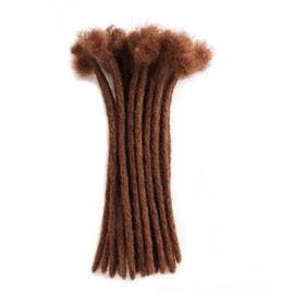 Dreadlocks Human Hair Extension, Dreadlocks Hair Lock Connector 100% Medium Brown 8 Inches 0.6 cm 10 Locs Per Pack