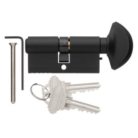 Rockwell Security 360 Degree European Profile Cylinder Lock Solid Brass Antique Black Finish for Commercial and Residential Doors Fits 2-3/8 Inch Thick Door