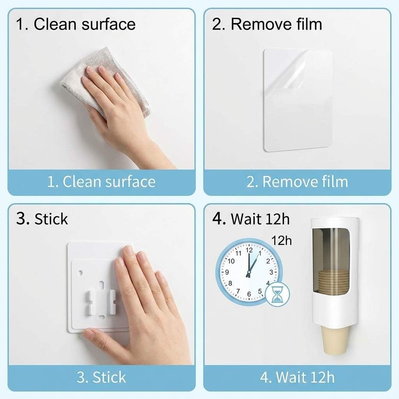 QWORK Wall Mounted Paper Cup Dispenser Set – 2 Pack,