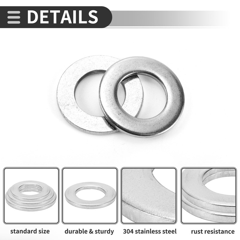 Motoforti Universal Flat Washer, 19mm ID 34mm OD 3mm Thickness,