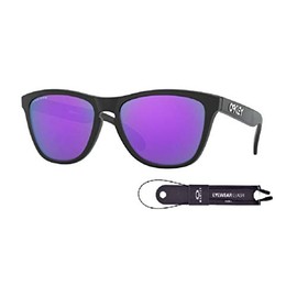 Oakley Frogskins OO9013H6 55M Matte Black/Prizm Violet Sunglasses For Men+BUNDLE with Oakley Accessory Leash Kit