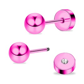 ZDE Women Flat Back Ball Stud Earrings Titanium Hypoallergenic Earrings Stud for Sensitive Ears Simple Classic 3mm-5mm Flat Stud Earring Perfect for Helix Tragus Cartilage Earlobe, 6MM, Titanium, No