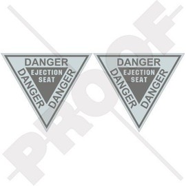 DANGER EJECTION SEAT LowVis USAF USMC Martin Baker 3,6" (90mm) Vinyl Stickers, Decals x2