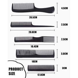UYRVAPE Haarkamm Kamm Set - 5pcs Friseur Präzisionskamm, Normale Zahnkamm und Doppelzahnkamm, Professioneller HairComb, Starker, Langlebiger, Antistatischer für Männer und Frauen, Schwarz