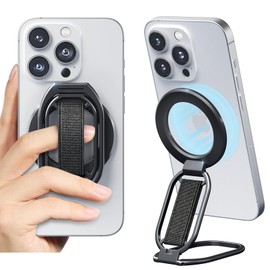 Mindsky Smartphone Ring, Mag-Safe Chargeable Bunker Ring, [Flexible Ligament] [Ultra Light and Ultra Thin] Stand Function & Does Not Loose, Full Body Made of Premium Aluminum Alloy, Fold-Down Phone