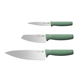 BergHOFF Forest 3Pc Specialty Knife Set, Stainless Steel Sharp Blade, Ergonomic Soft Touch Handle, Recycled Material, Kitchen Knives for Slicing Veggies, Fish, Meat, Paring, Chef's Tool