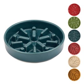 BICOPET Ceramic Slow Feeder Dog Bowls, Slow Eating Small Breed, Ceramic Cat Raised Slow Feeder Dog Bowls Large Breed, Ceramic Maze Dog Food Bowl Stands Medium Dogs(9-23OZ)-Blue,S