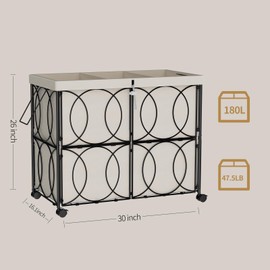 VIPLEO Laundry Hamper with 3 Section, Large 180L Rolling Laundry Basket with Wheels, Metal Heavy Duty Laundry Hamper with Detachable Bags, Dirty Clothes Hamper Organizer for Bedroom, Bathroom(Beige)