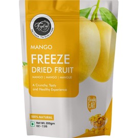 FzyEzy Healthy Premium Freeze-Dried Mango Fruit Chunks | Free GMO & No Add Sugars/Preservatives/Artificial Flavors/Colour | High in Dietary Fiber & Antioxidants | Promotes Good Digestive Health | Ideal Slices for Kids & Adults (Mango)(200gm)