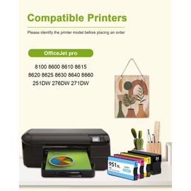 950XL 951XL Ink Cartridges Compatible for HP 950XL and 951XL Ink Cartridges Combo Pack Replacement for Office Jet Pro 8600 8660 8640 8615 8110 276DW 251DW Printer 4-Pack (Black/Cyan/Magenta/Yellow)