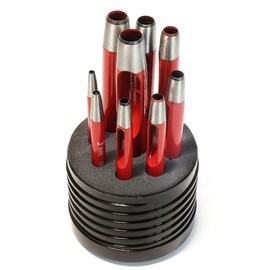 S&R Hole Punch IRON set, round/Made in Germany / 9 pcs.Punching iron Tool 2-10 mm; Specially oiled