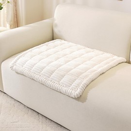 OstepDecor Washable Couch Cover for Dogs, Thick Pet Friendly Sofa Covers, Soft Couch Protector, Paw Cart Sofa Slipcovers, Cushion Protector for Leather, Sectional, Loveseat (27.6" x 27.6", White)