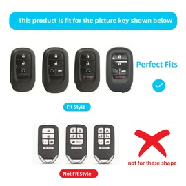 ATFIGII Key Fob Cover Compatible With Honda Accord Civic HR-V CR-V Pilot Sport SI EX-L EX Touring 2025 2024 2023 2022 Key Holder Leather Key Protector Handmade Keychain 5 Buttons Black