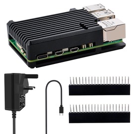 GeeekPi Raspberry Pi 5 Aluminium Case with USB-C Power Supply 27W,Raspberry Pi 5 Armor Case with Passive Cooling,Raspberry Pi 5 USB-C PSU for Raspberry Pi 5 4GB/8GB