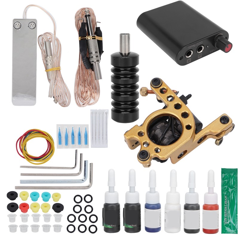 Professional Tattoo Machine Kit Tattoo Power Supply 10 Wraps Complete