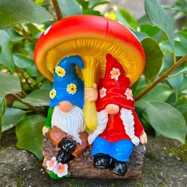 Garden Gnomes, Mushroom Garden Gnomes Outdoor, Gnome, Gnomes Garden Ornaments, Mushroom Gnome Statue - Resin, Perfect for Garden & Home Decor