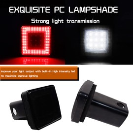 Tonsya 3-In-1 Smoked Lens Universal LED Hauling 2" Receiver Compatible with Truck SUV RV Trailer Rear Bumper Driving lamp Brake Tail Reverse Tow Hitch Cover Light