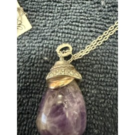 Brighton Silver Plate NEPTUNE'S RINGS AMETHYST Stone Long Necklace JL796D $88