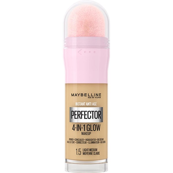 Maybelline New York Instant Anti Age Rewind Perfector, 4-In-1 Glow Primer, Concealer, Highlighter, Self-Adjusting Shades, Evens Skin Tone with a Glow Finish, Shade: 1.5 Light Medium