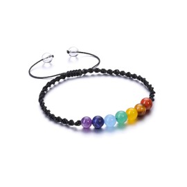 CrystalTears 7 Chakra Bracelet Women's 6 mm Beads Adjustable Bead Bracelet Healing Crystals Bracelet Reiki Healing Talisman Spiritual Gifts