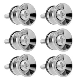 6PCS Metal Strap Buttons End Pins with Mounting Screws, Guitar Strap Buttons, Guitar Strap Locks, Metal End Pins Guitar Strap Lock Buttons for Acoustic Classical Electric Guitar Bass Ukulele (Silver)