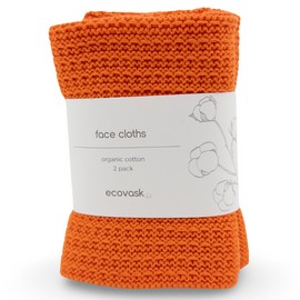 Ecovask Face Cloth 2pk Organic Cotton, Mandarin