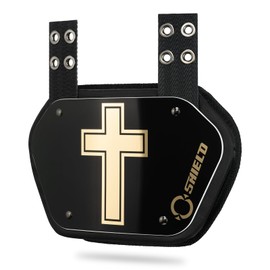 O Shield Golden Cross Chrome Football Back Plate, Lower Back Pads for Football Players, Rear Protector, Youth Fit