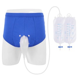 Wearable Urinal for Men, Ventilate Urine Collector, Reusable Urine Bag Collector, Portable Male Urine Collection Bag(500ml*2), Detachable Triangle Style,Blue M