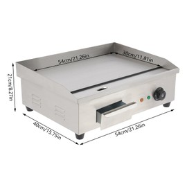 Commercial Electric Griddle,Countertop Griddle Adjustable Temperature Control,Stainless Steel Flat Top Grill for Home Restaurant (21.26inch)