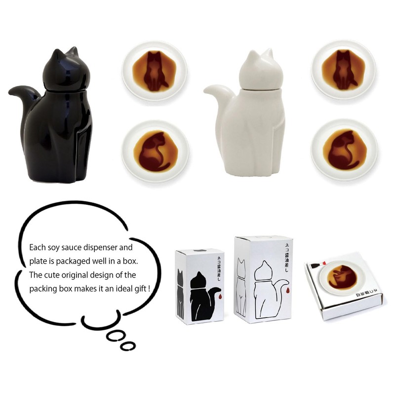 EDOYA Cat Soy Sauce Dispenser (L Size) & 2 Small