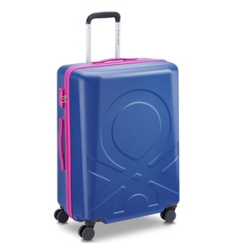 United Colors of Benetton Fabrica Hardside Luggage with Spinner Wheels, Blue, Checked-Medium 23 Inch