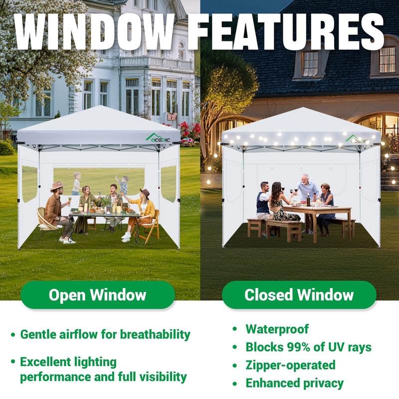 Acepic Instant Canopy SunWall for 10x10 Pop Up Canopy Frame