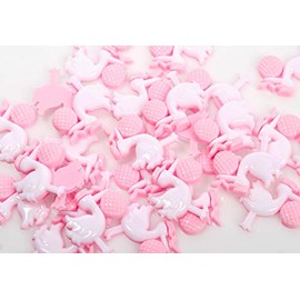 1 Inch Cute Pink Stork Plastic Baby Shower Favor-100 Pieces