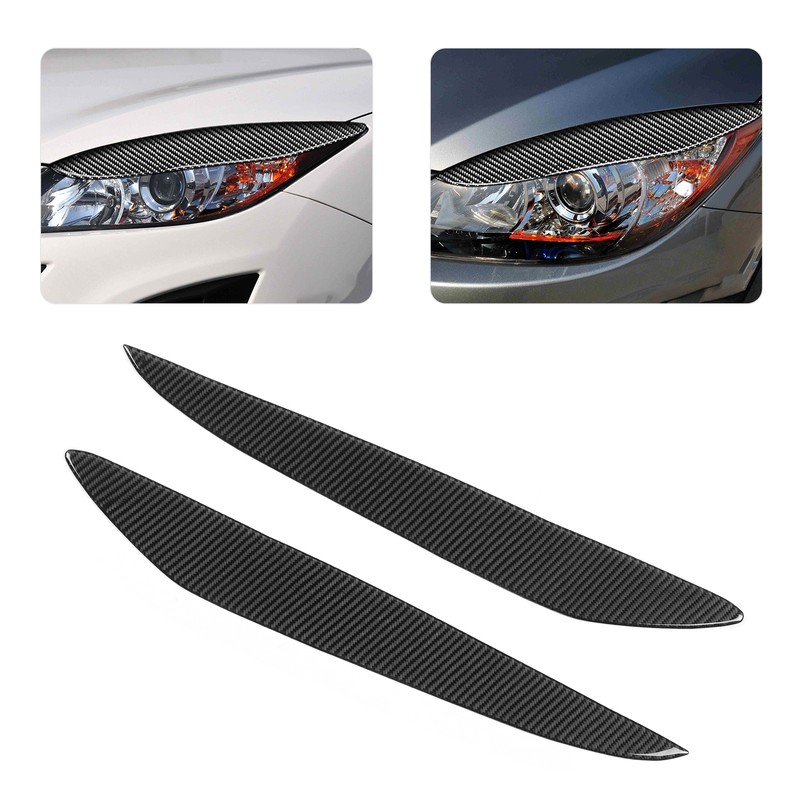 2pcs Carbon Fiber Headlight Eyebrow Eyelid Cover Wear Resistant Fit